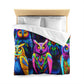 Diego de la Cruz. - NEON Owls Microfiber Duvet Cover
