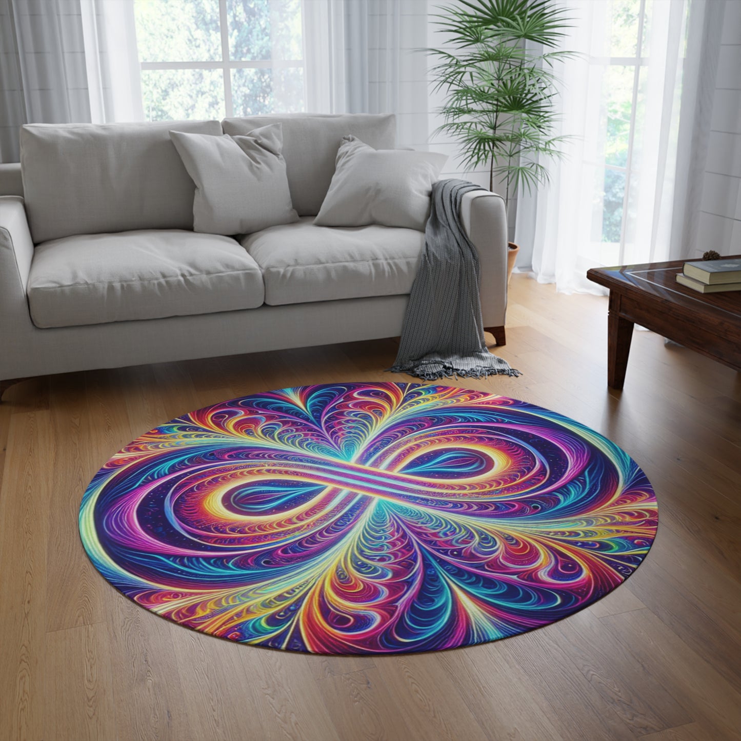 Cosmic HypnoVision. Infinity Patterns Round Rug