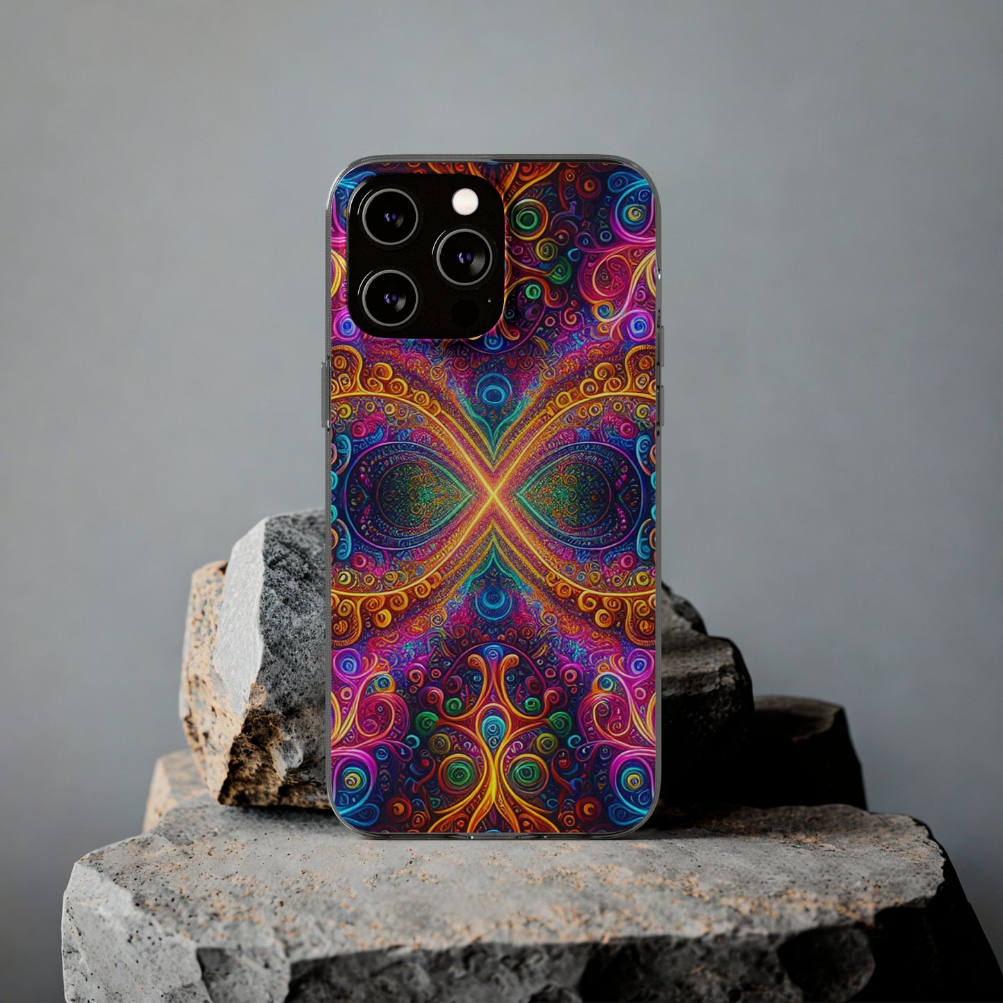 Vibrant Trippy Neon Infinity Swirls Infinity Patterns Art Polycarbonate Phone Case