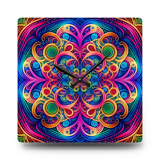 "Infinite Neon Dreams" Infinity Patterns Art Acrylic Clock
