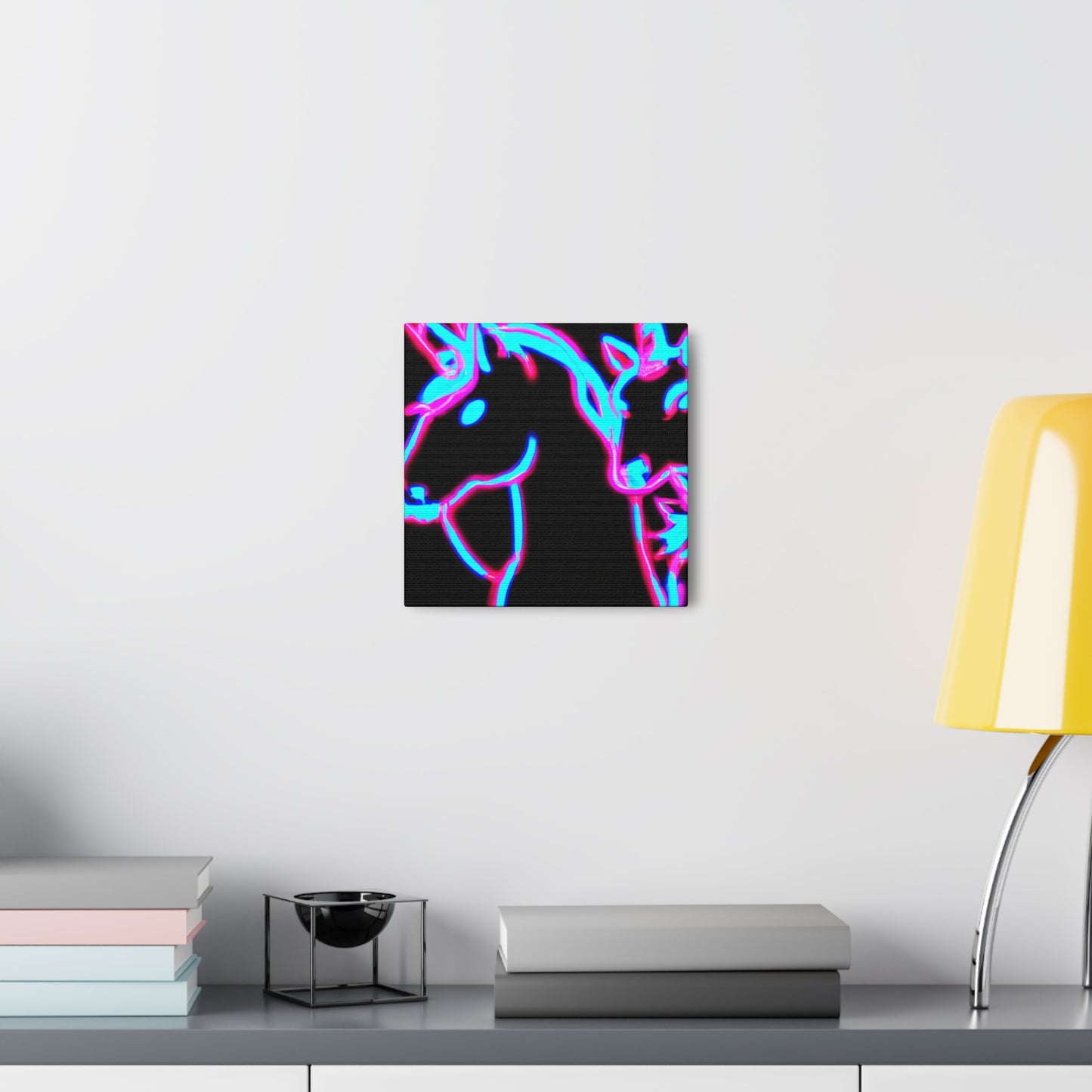 Vibrant Neon Dreamscape NEON Unicorns Art Canvas