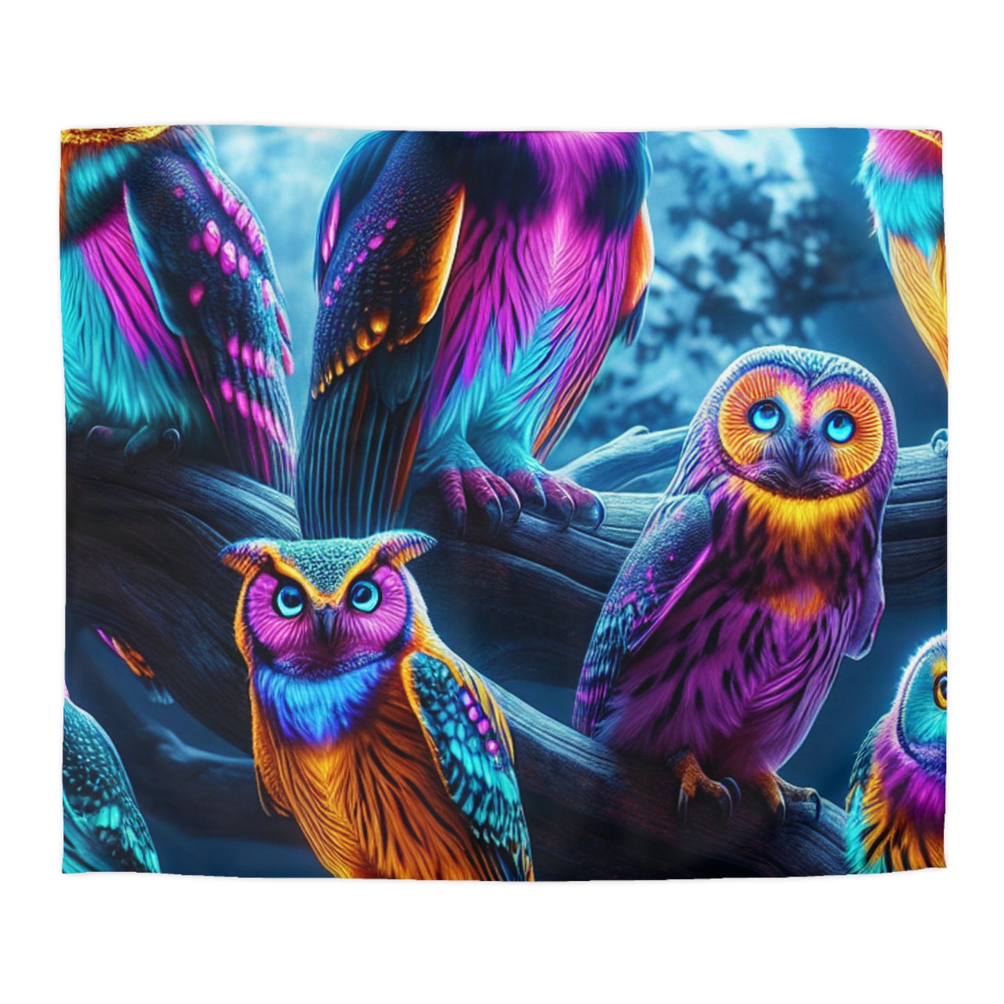 Giovanni Bartolomeo - NEON Owls Microfiber Duvet Cover