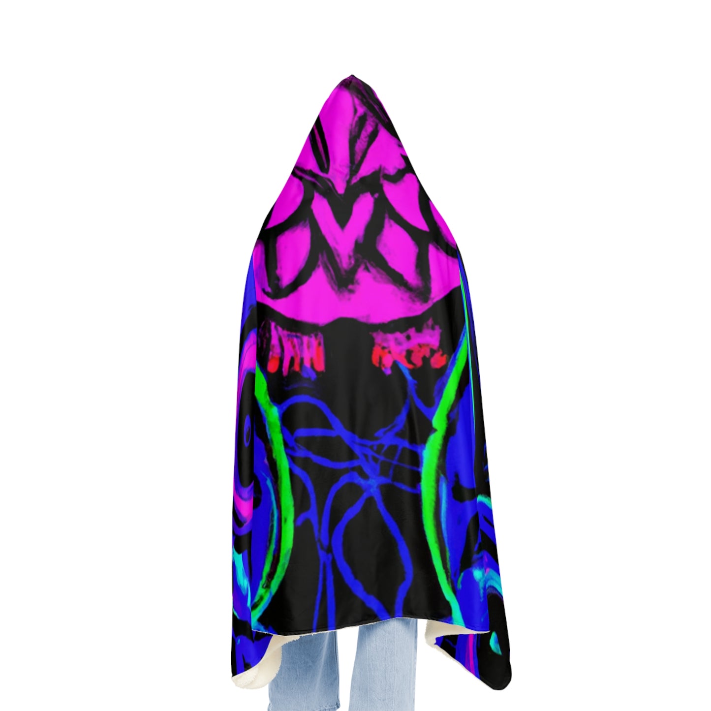 Electric Nocturne. - NEON Owls Art Hooded Snuggle Blanket