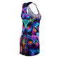 "Fluorescent Flight" Neon Owls Racerback Dress