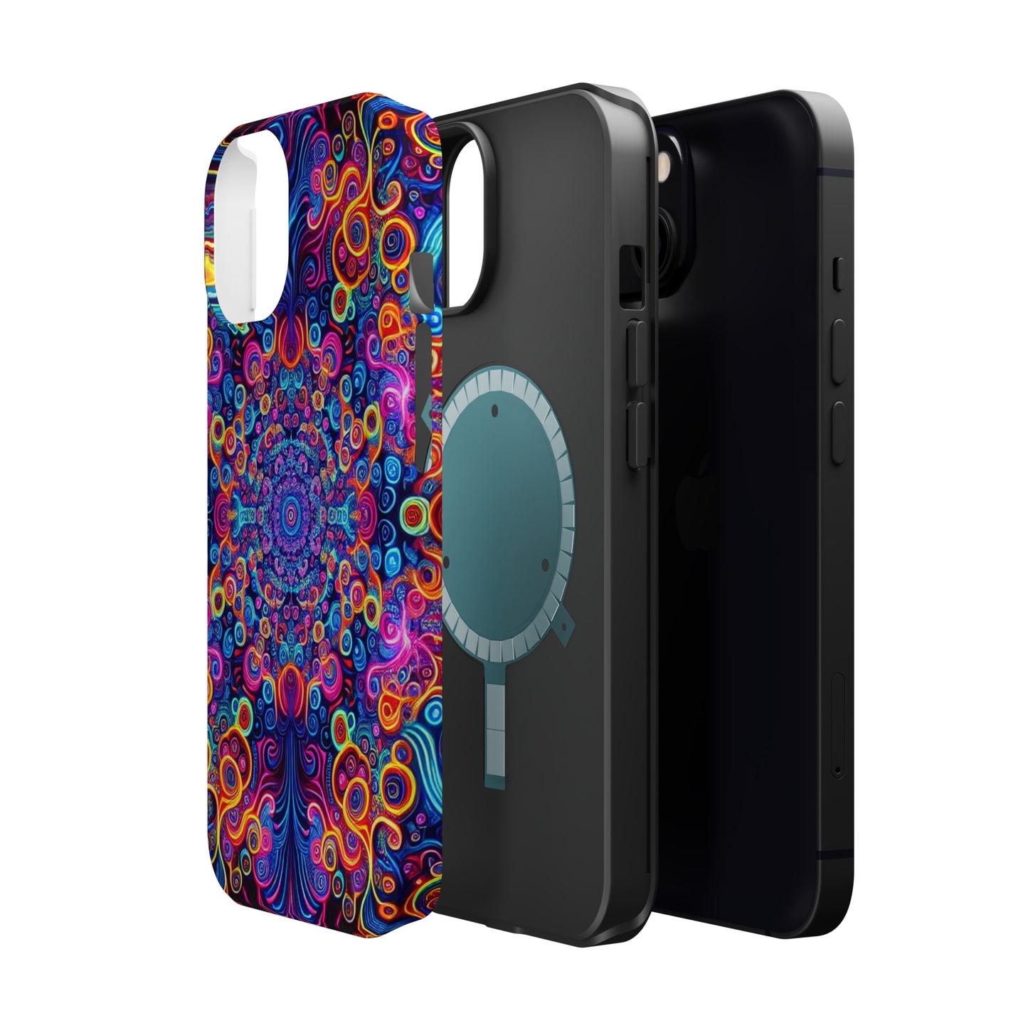 Vibrant Infinity Aurora. Neon Trippy Infinity Patterns Premium Art Magsafe Magnet Tough IPhone 13 14 15 Pro Plus Max and Mini in Matte and Glossy Phone cases