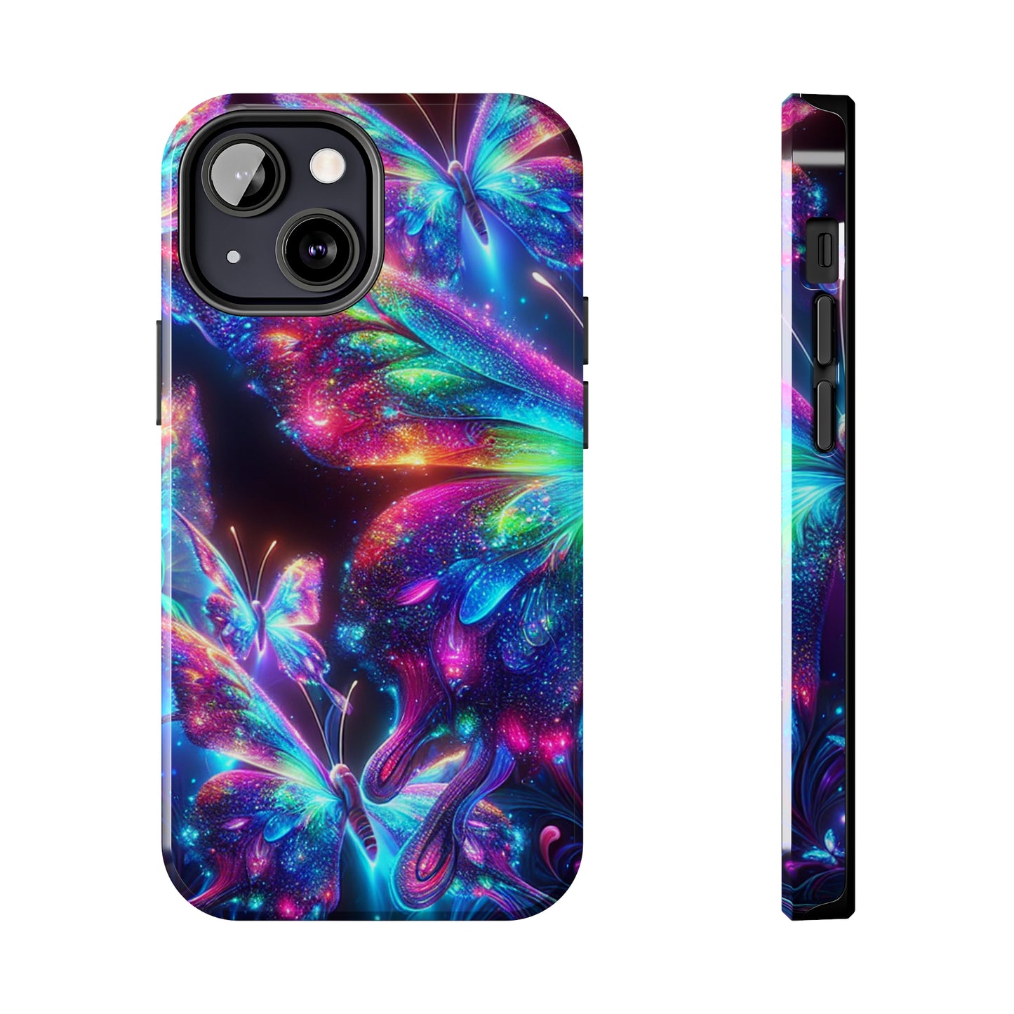 "Butterfly Prism Eruption" NEON Butterflies Tough Phone Case
