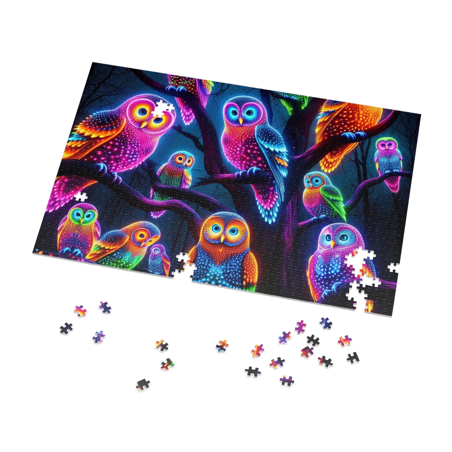 Neon Owlflock. - Neon Owls Puzzle