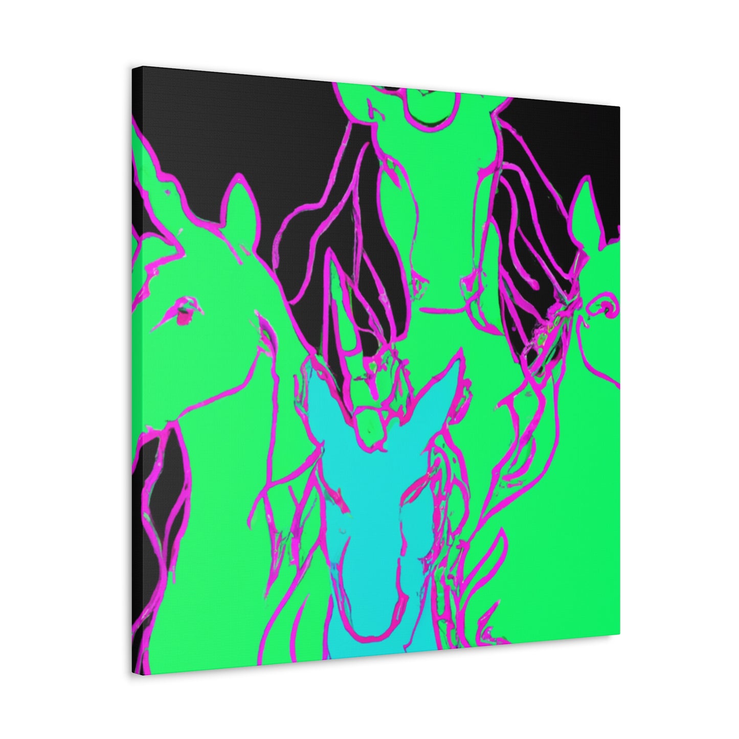 "Fantasy of Neon Lights" NEON Unicorns Art Canvas