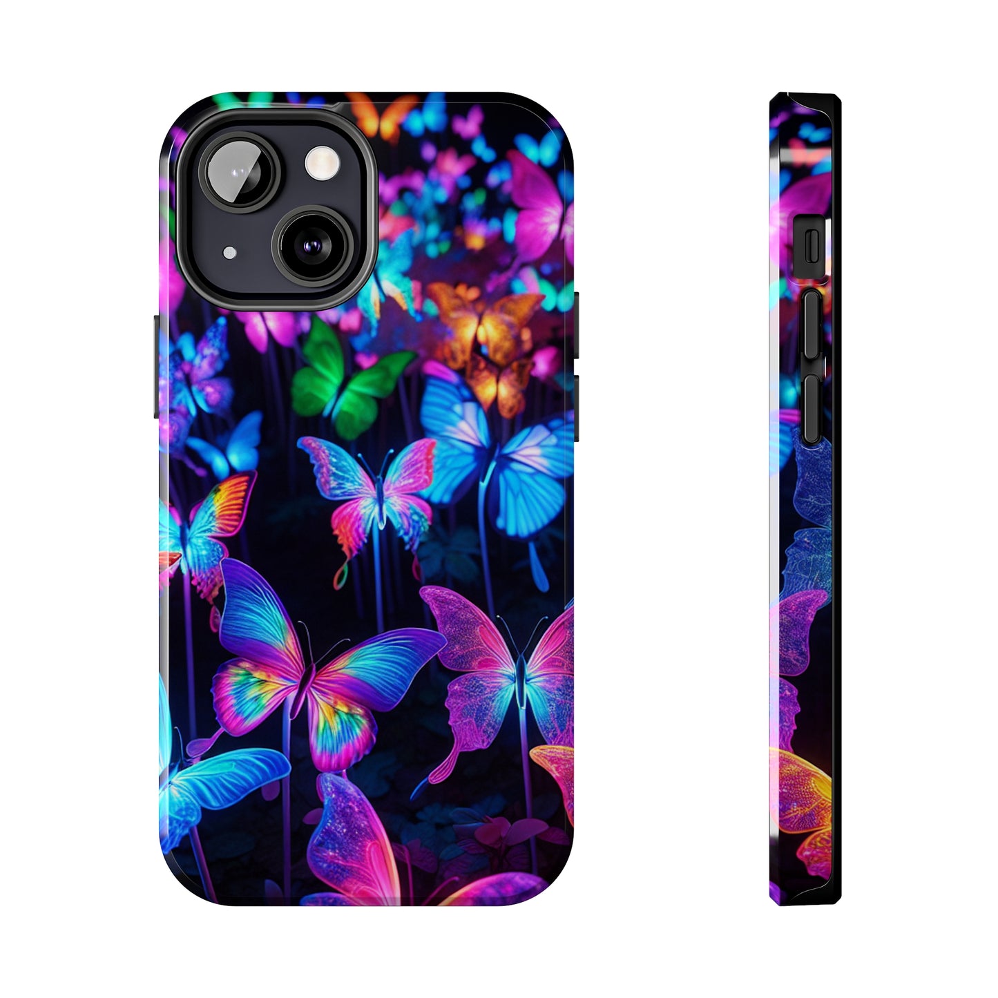"Neon Flutterby Lights" NEON Butterflies Tough Phone Case