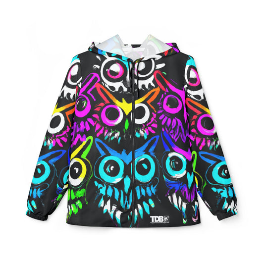 TDB Psychedelic Rave Owl Hooded Unisex Windbreaker