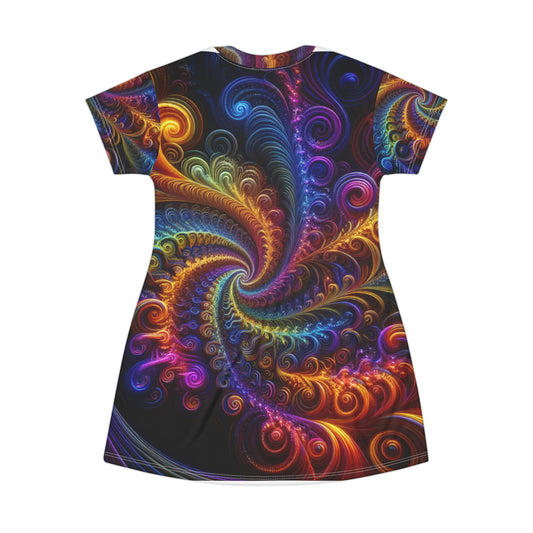 Cosmic Rainbow Swirls. Infinity Patterns Womans T Shirt Dress