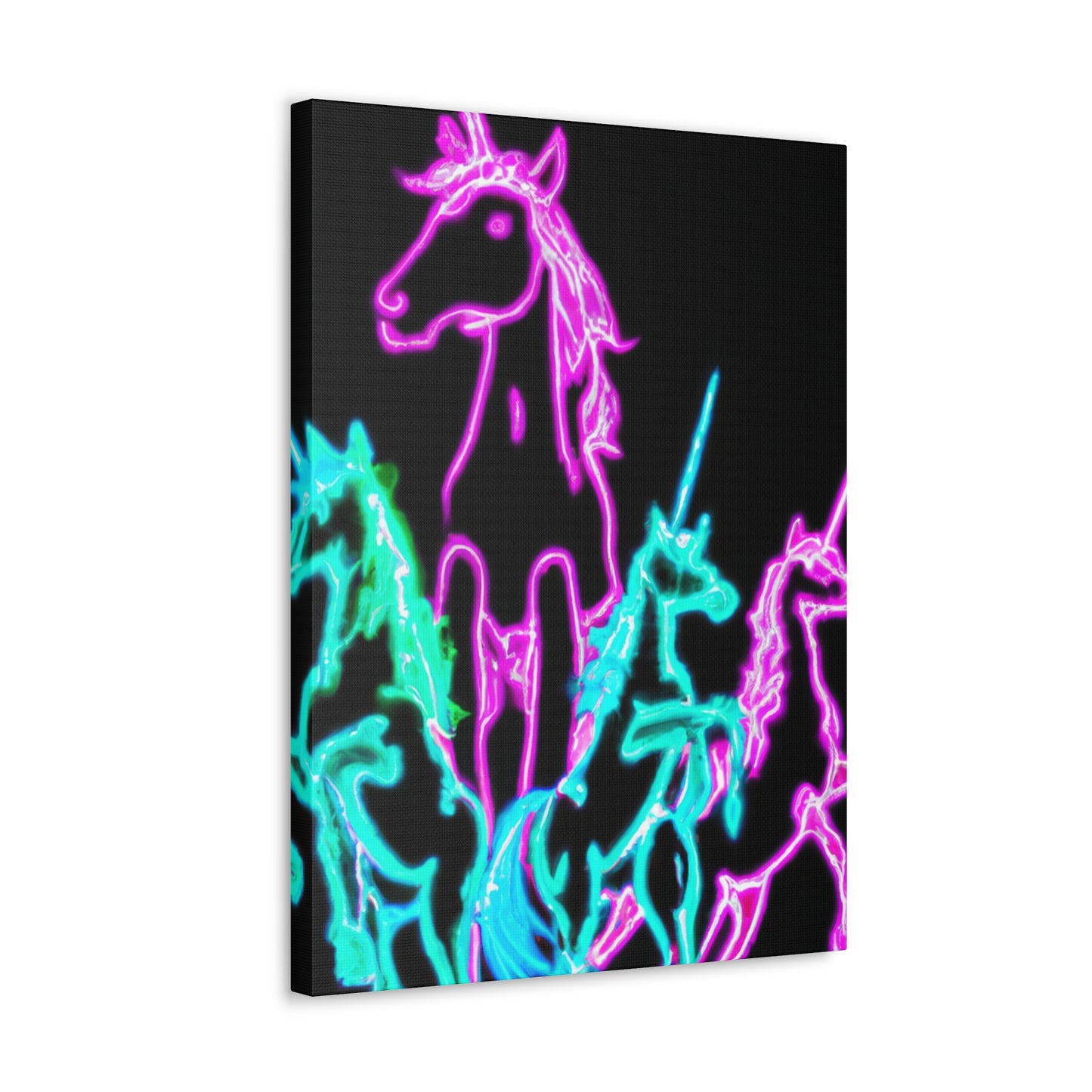 "Neon Paradise: A Unicorn Escapade" NEON Unicorns Art Canvas
