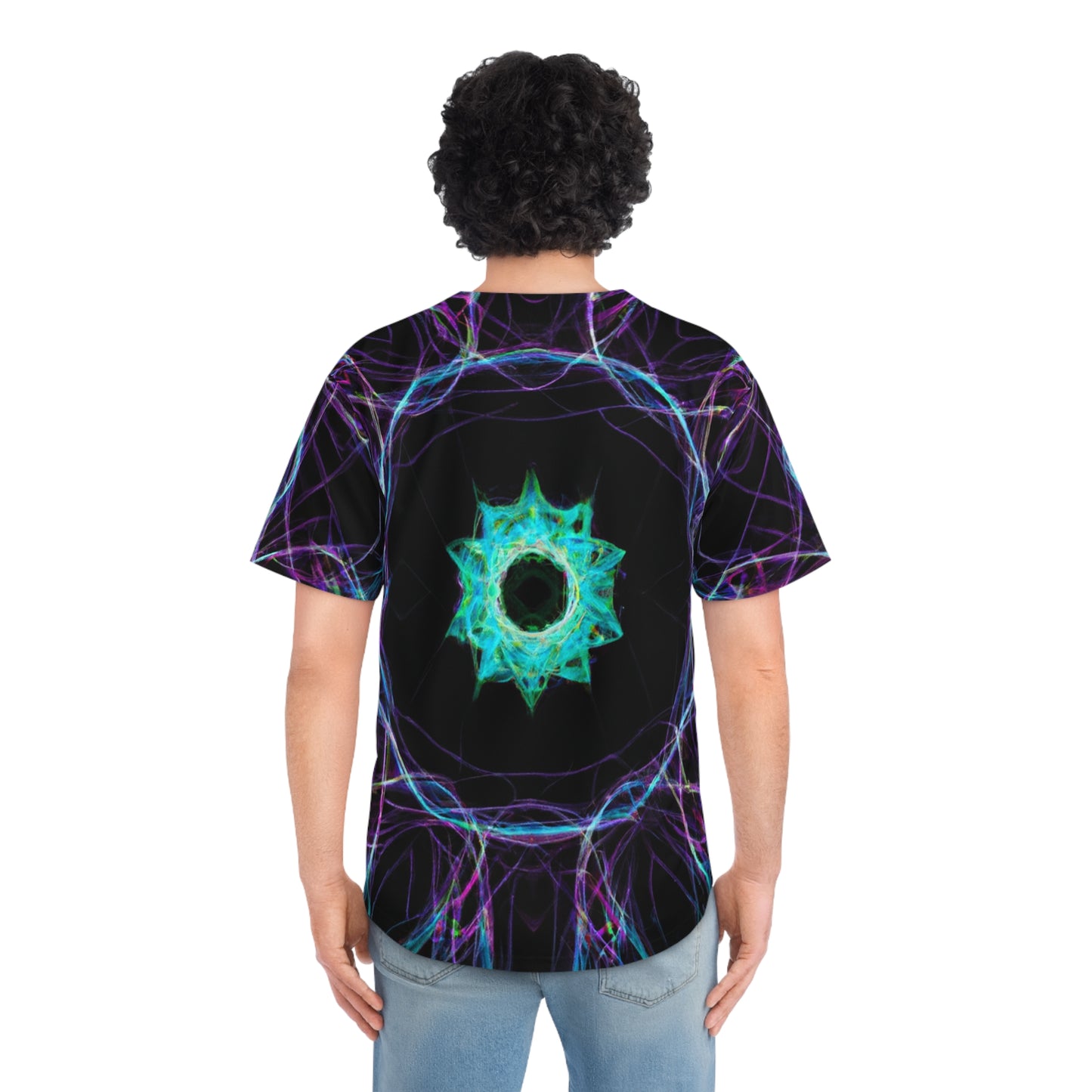 Electric Cosmic Splatter. Trippy Infinity Patterns Mens Jersey