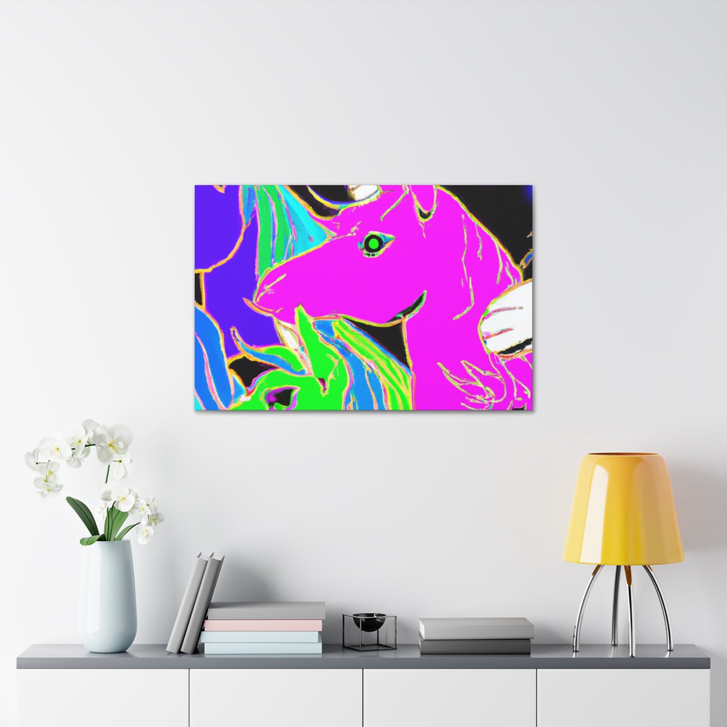 "Neon Rainbow Posse" NEON Unicorns Art Canvas