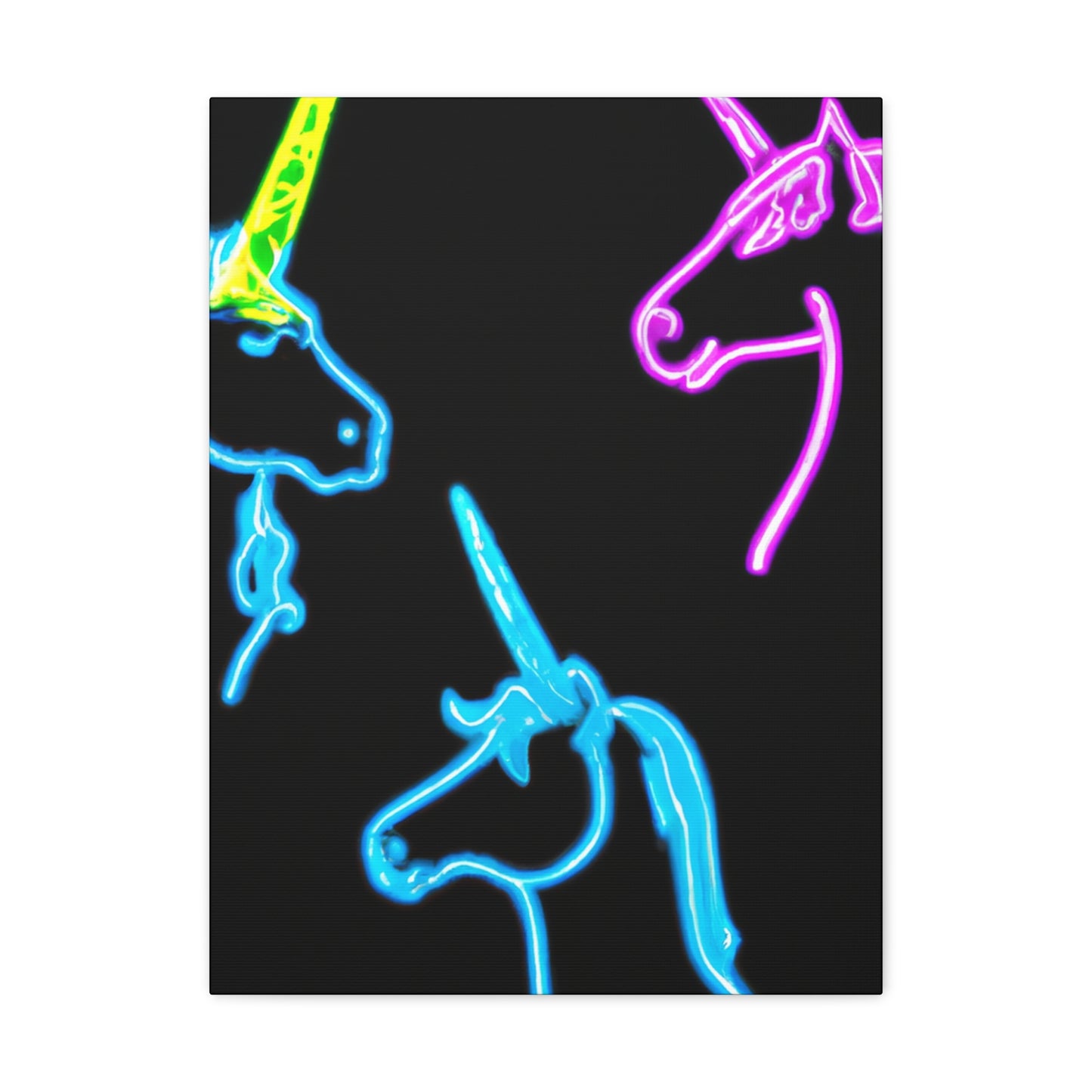 Vibrant Neon Fantasy NEON Unicorns Art Canvas