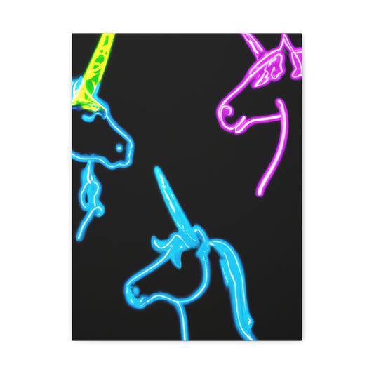 Vibrant Neon Fantasy NEON Unicorns Art Canvas