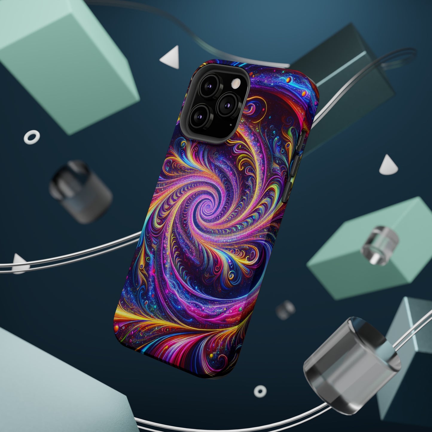 Vivid Psychedelic Cosmic Euphoria. Neon Trippy Infinity Patterns Premium Art Magsafe Magnet Tough IPhone 13 14 15 Pro Plus Max and Mini in Matte and Glossy Phone cases