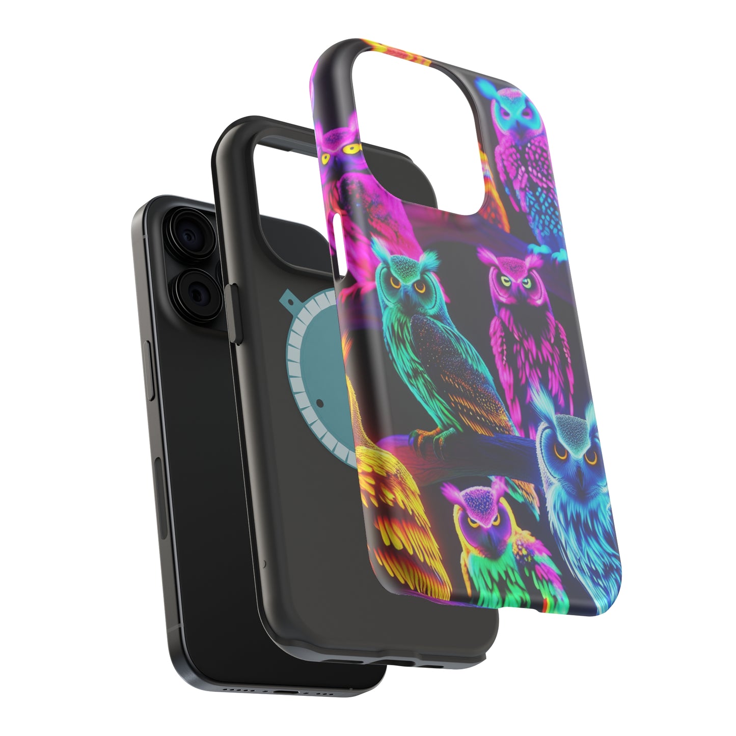 Neon Night Owls. Neon Owls Premium Art Magsafe Magnet Tough IPhone 13 14 15 Pro Plus Max and Mini in Matte and Glossy Phone cases