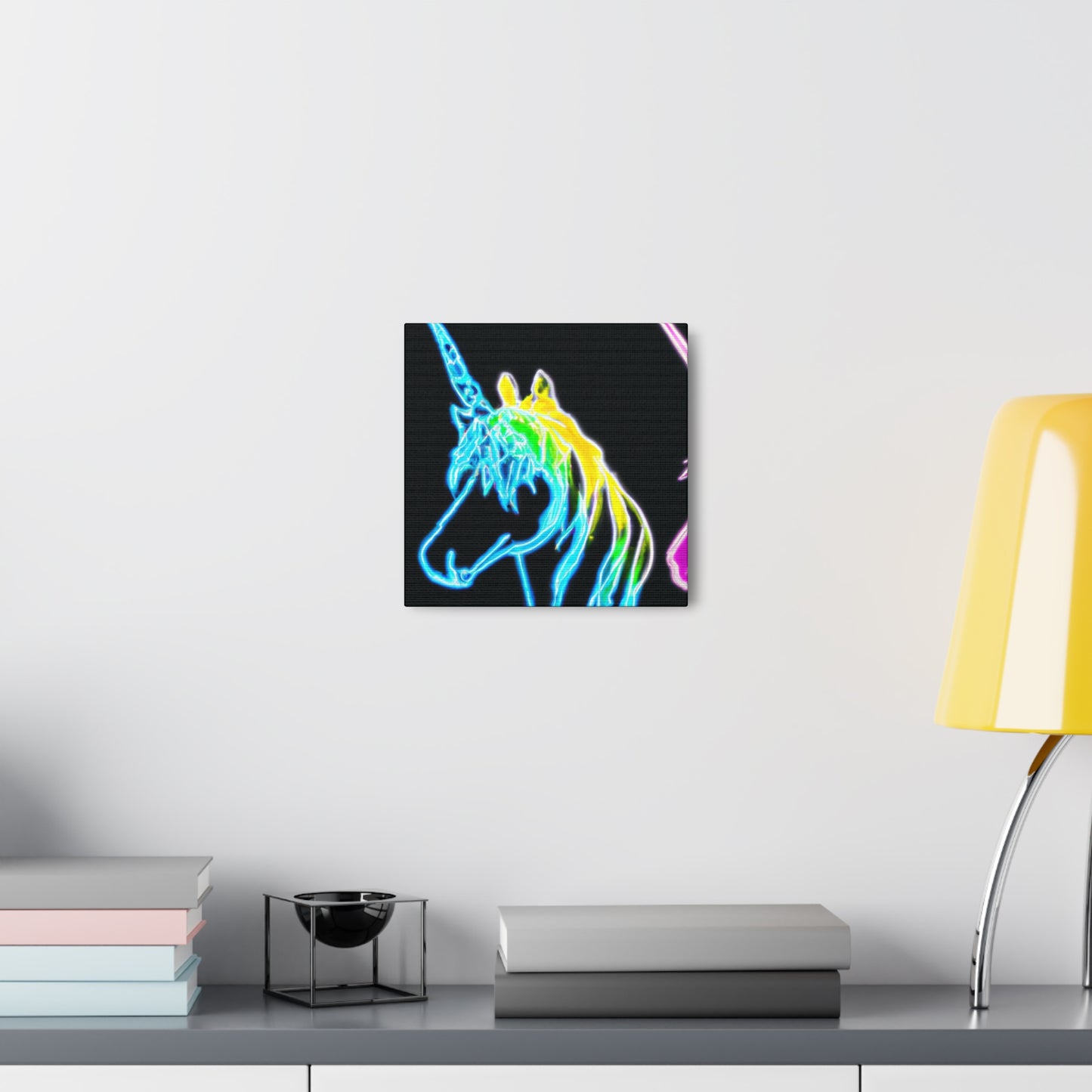 "The Glowing Rainbow Herd" NEON Unicorns Art Canvas