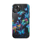 "Neon Dreamscape" Neon Butterflies and Mushrooms Premium Art Magsafe Magnet Tough IPhone 13 14 15 Pro Plus Max and Mini in Matte and Glossy Phone cases
