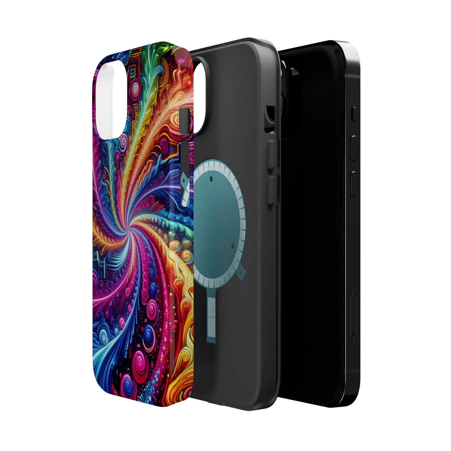Infinite Neon Ravelry. Neon Trippy Infinity Patterns Premium Art Magsafe Magnet Tough IPhone 13 14 15 Pro Plus Max and Mini in Matte and Glossy Phone cases
