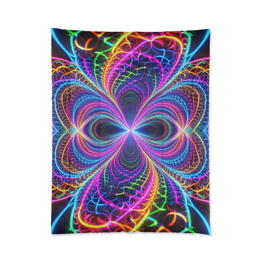 Neon Infinity Splendor. Trippy Infinity Patterns Comforter Blanket