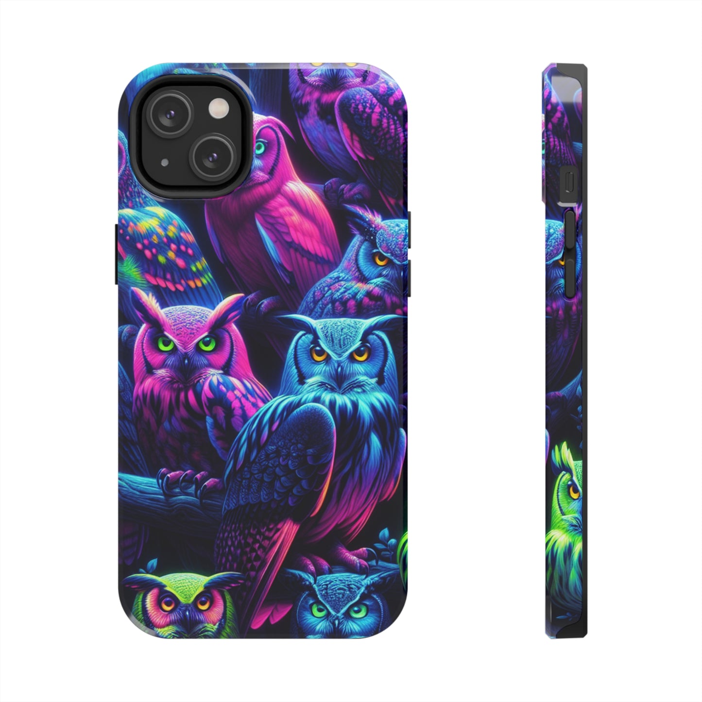 "Vivid Neon Nocturnal Symphony" NEON Owls Tough Phone Case