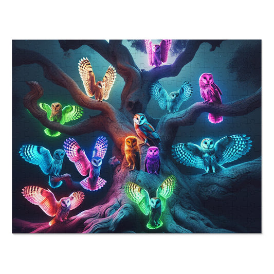 Neon Owlery - Neon Owls Puzzle 30, 110, 252, and 1000 Pieces