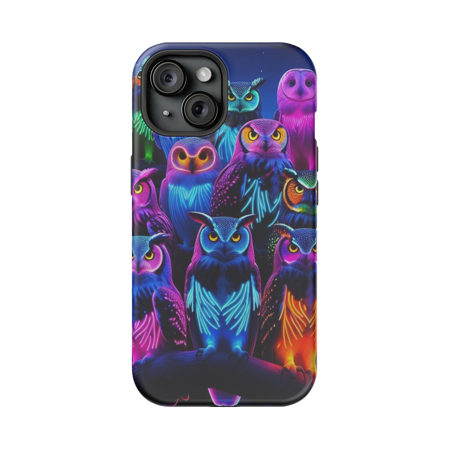 Neon Nocturne Owls. Neon Owls Premium Art Magsafe Magnet Tough IPhone 13 14 15 Pro Plus Max and Mini in Matte and Glossy Phone cases