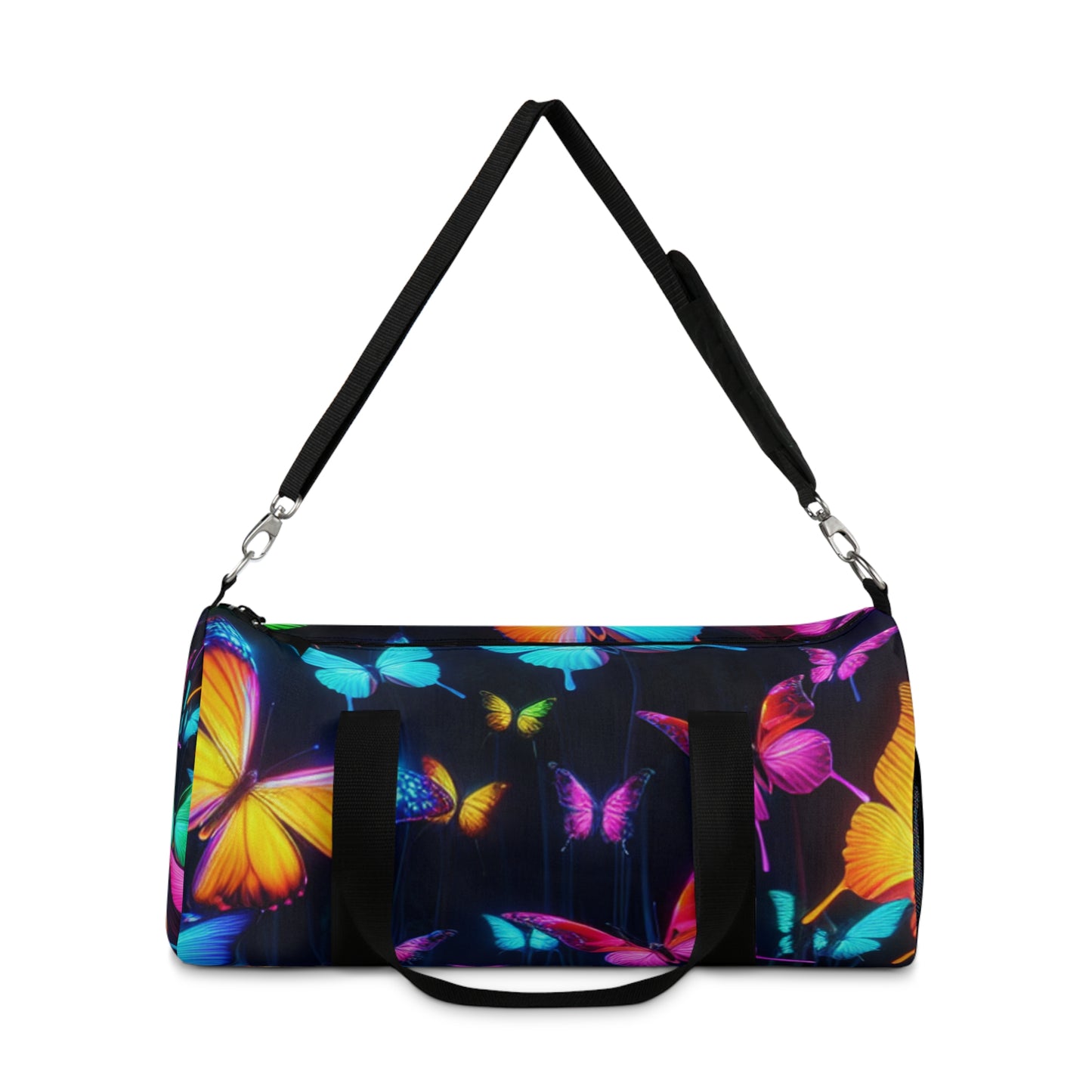 Celestial Splendor - Neon Butterflies Duffle Bag