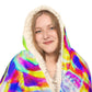 "Exuberant Reflection" - NEON Infinity Patterns Art Hooded Snuggle Blanket