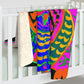 "Neon Nocturnal Night" - NEON Owls Art Sherpa Blanket