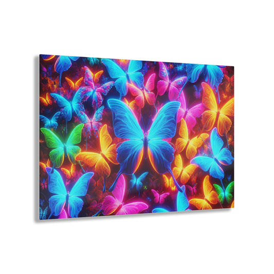 "Trail of Glowing Wings" NEON Butterflies Art 1/4" Glossy Acrylic Art