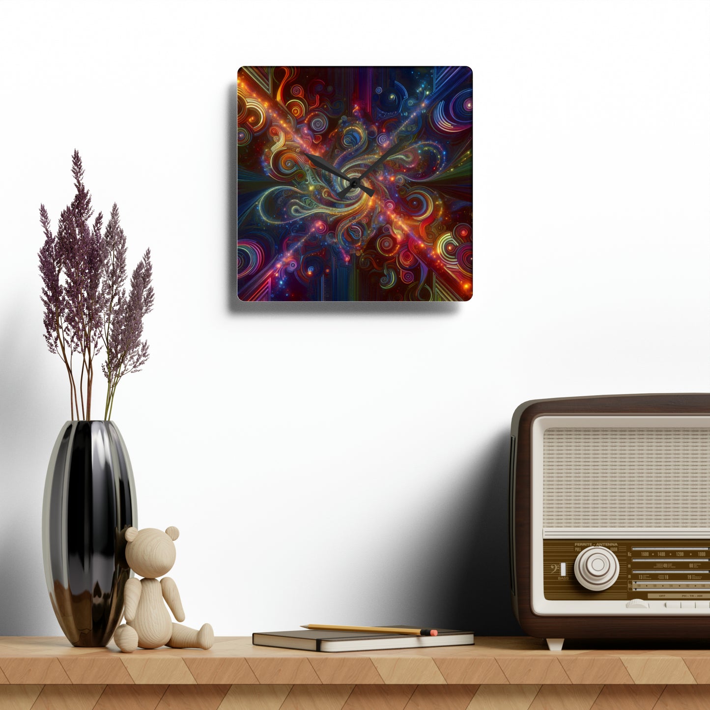 Vibrant Infini-Tripples. Infinity Patterns Art Acrylic Clock