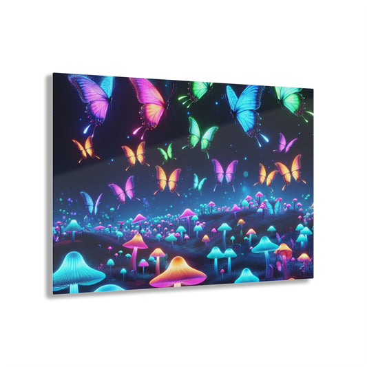 Fantasmagorical Foliage Butterflies & Mushrooms 1/4" Glossy Acrylic Art