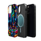 Neon Fantasia. Neon Butterflies and Mushrooms Premium Art Magsafe Magnet Tough IPhone 13 14 15 Pro Plus Max and Mini in Matte and Glossy Phone cases