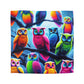 Felipeo da Pintorelli - NEON Owls Microfiber Duvet Cover