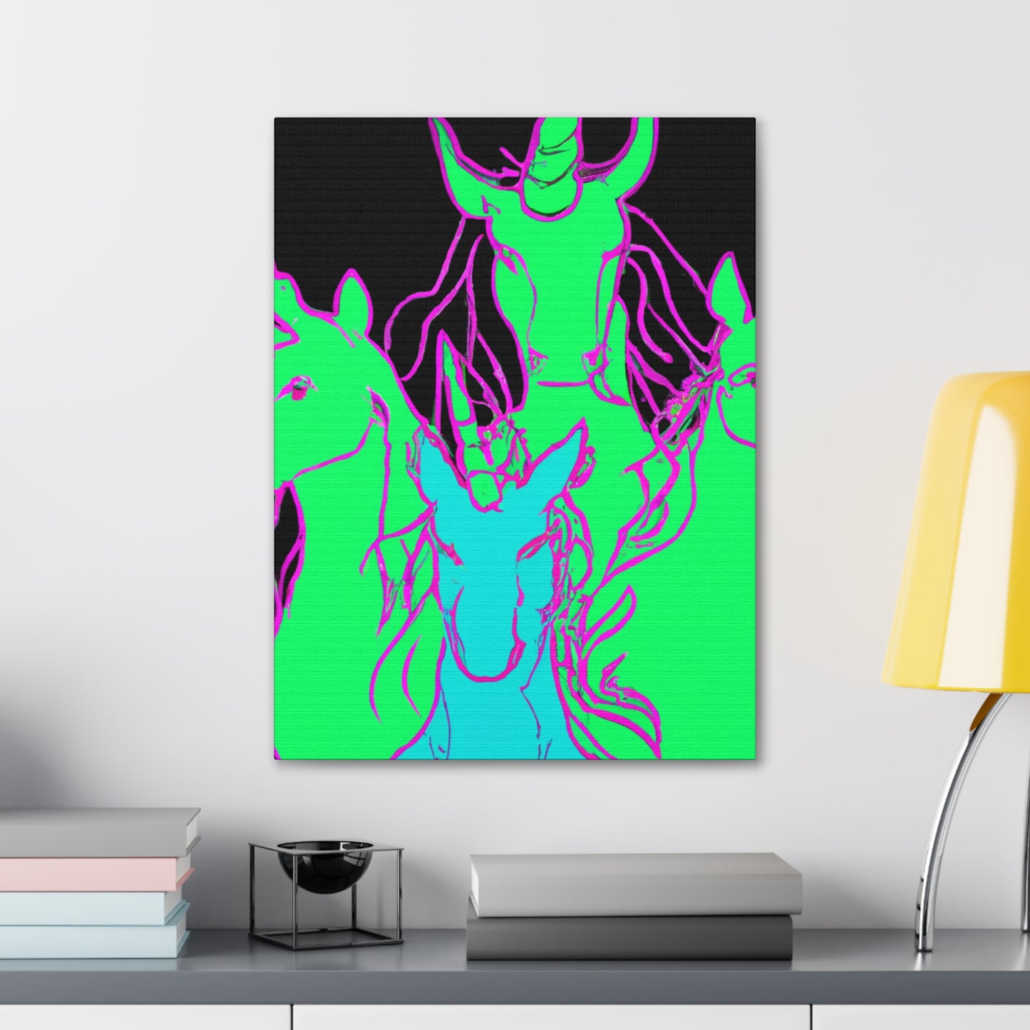 "Fantasy of Neon Lights" NEON Unicorns Art Canvas