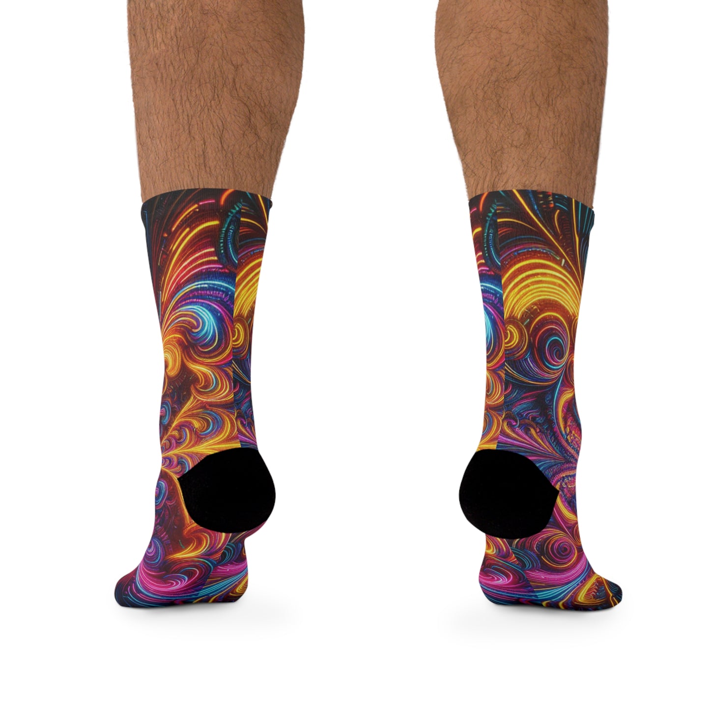 TDB Neon Mirror Maze. Trippy Recycled Poly Socks