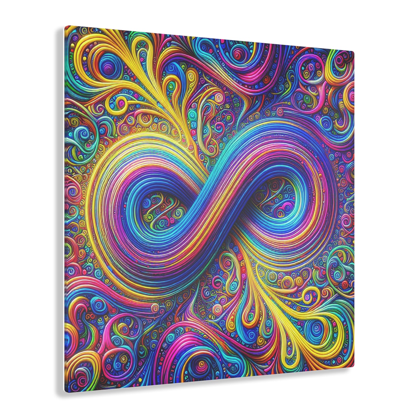 Cosmic Spirograph Symphony. Trippy infinity Pattern 1/4" Glossy Acrylic Art