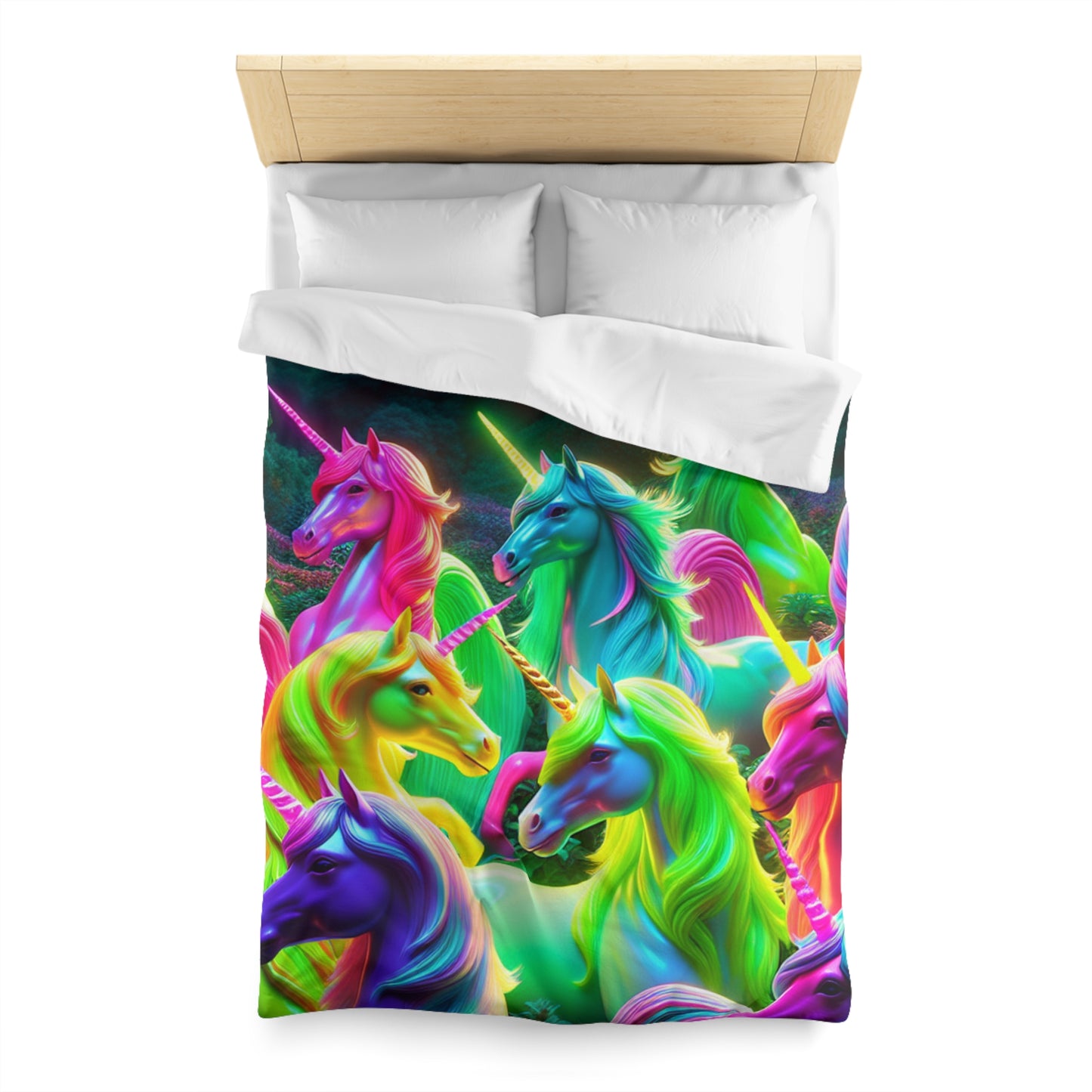Alessandro di Vanetti - NEON Unicorns Microfiber Duvet Cover
