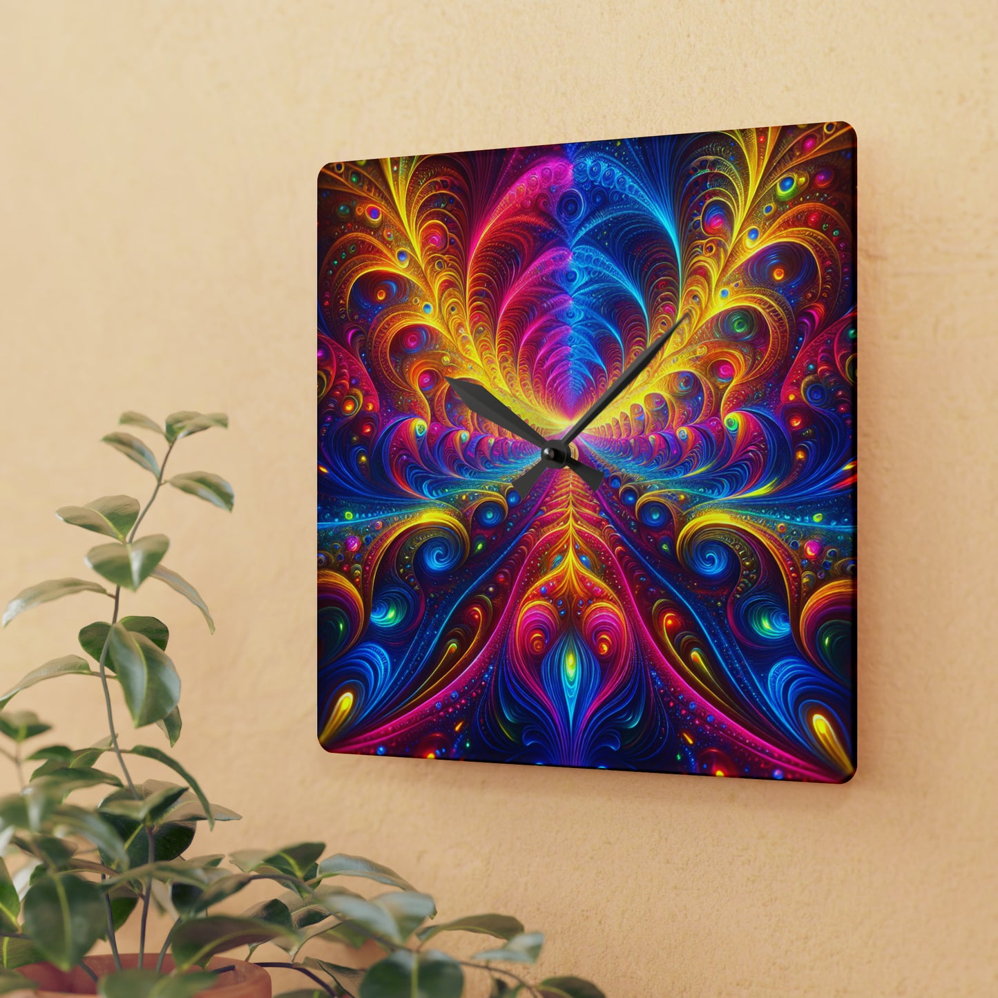 Vibin' Neon Infinity. Infinity Patterns Art Acrylic Clock