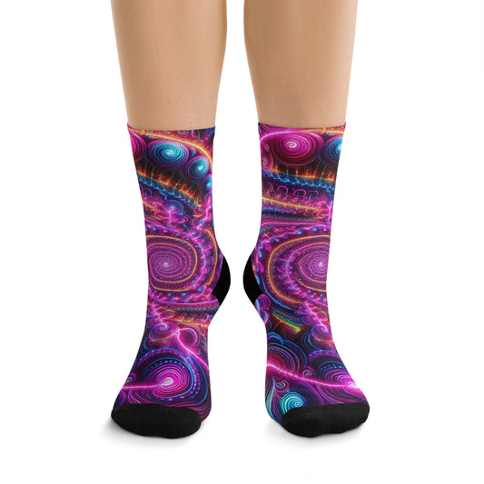 TDB Neon Infinity Galaxies. Trippy Recycled Poly Socks