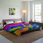 "Neon Blooms of Color" Butterflies & Mushrooms Comforter Blanket