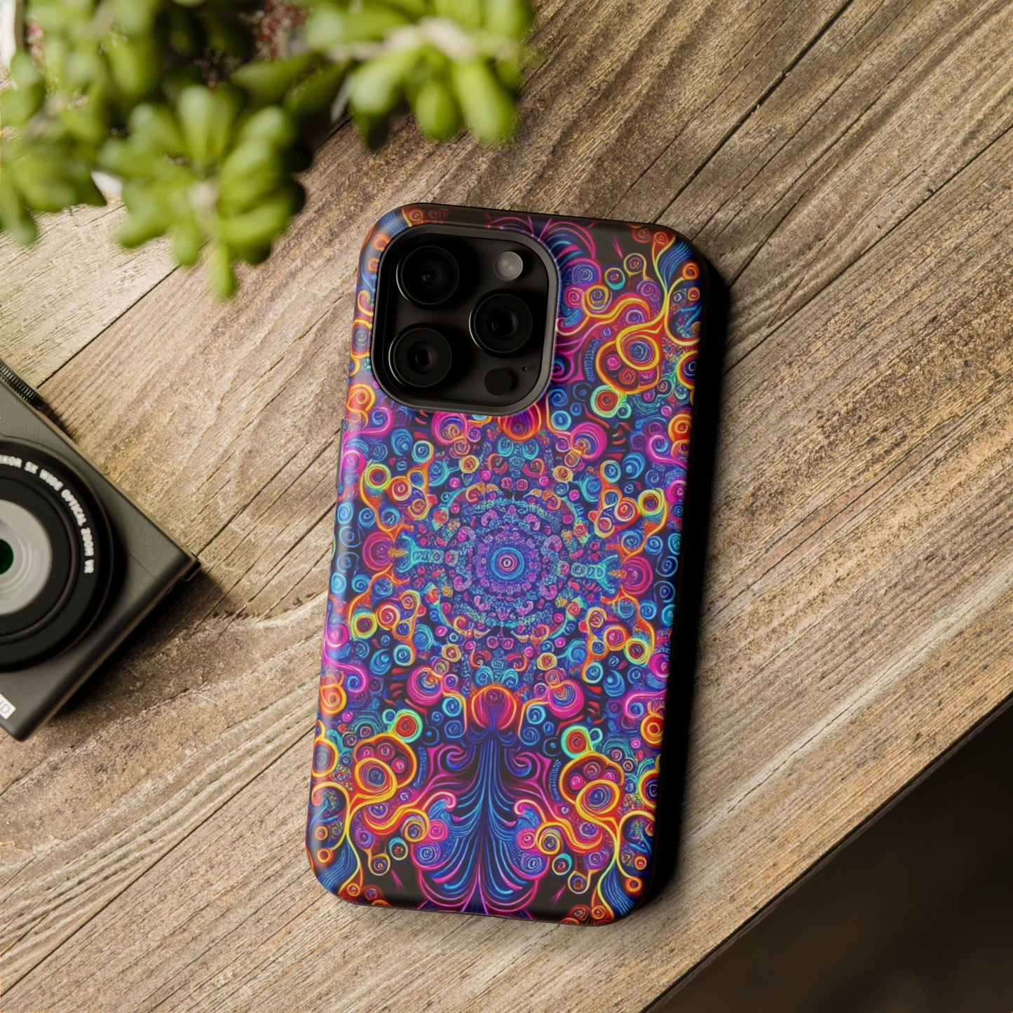 Vibrant Infinity Aurora. Neon Trippy Infinity Patterns Premium Art Magsafe Magnet Tough IPhone 13 14 15 Pro Plus Max and Mini in Matte and Glossy Phone cases