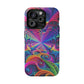 Cosmic Electric Rainbow Frenzy. Neon Trippy Infinity Patterns Premium Art Magsafe Magnet Tough IPhone 13 14 15 Pro Plus Max and Mini in Matte and Glossy Phone cases