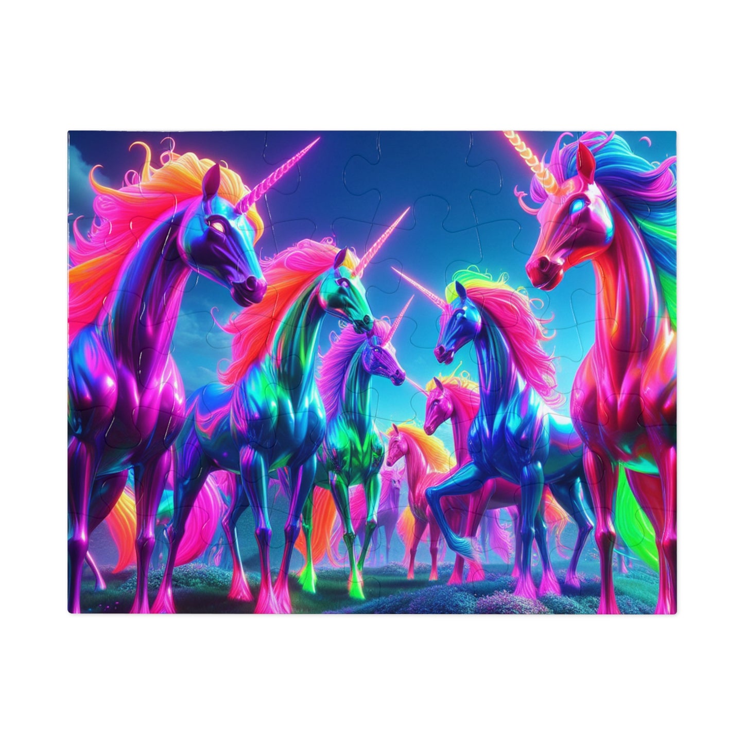 NeonUnicornSplash - Neon Unicorns Puzzle 30, 110, 252, and 1000 Pieces