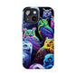 'Flock of Electric Flamses' NEON Owls Tough Phone Case