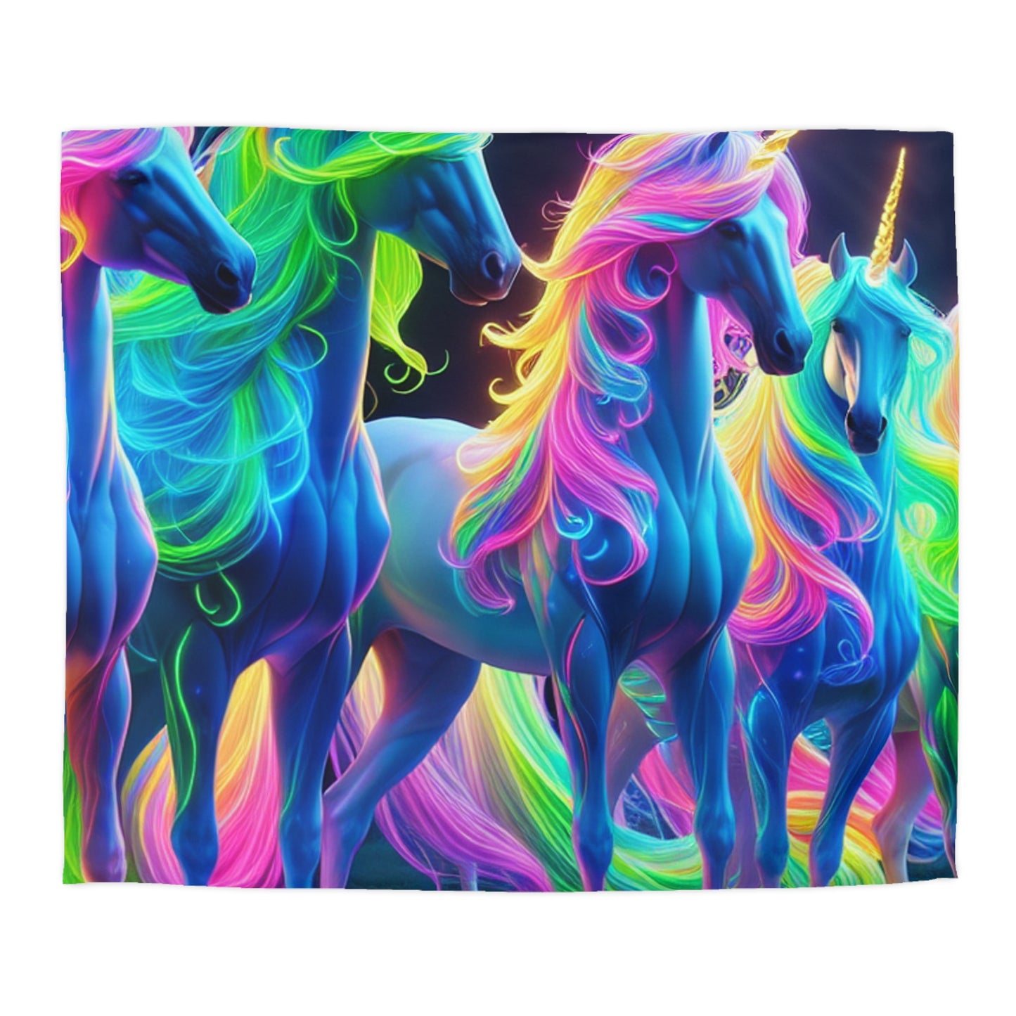 Ambrosius van Schiedam - NEON Unicorns Microfiber Duvet Cover