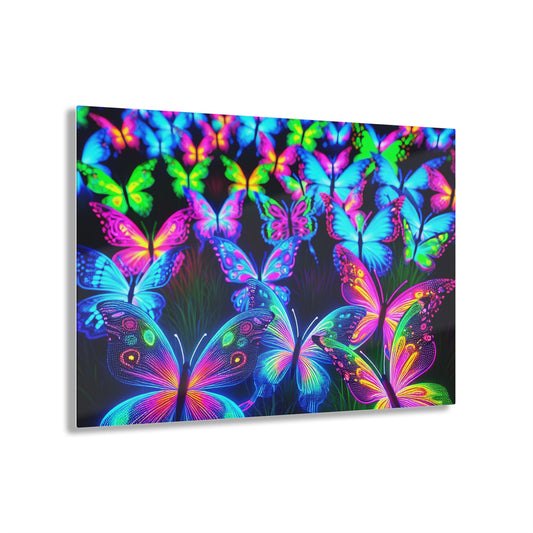 "Butterfly Cascade of Color" NEON Butterflies Art 1/4" Glossy Acrylic Art